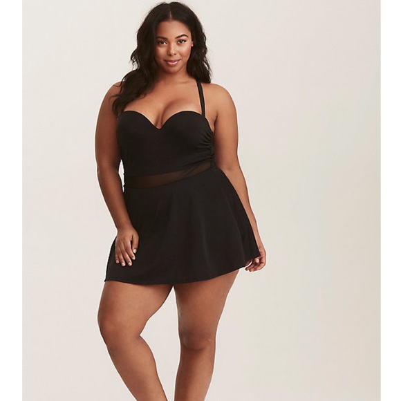 Torrid Mesh Inset Skater One-Piece Swimsuit